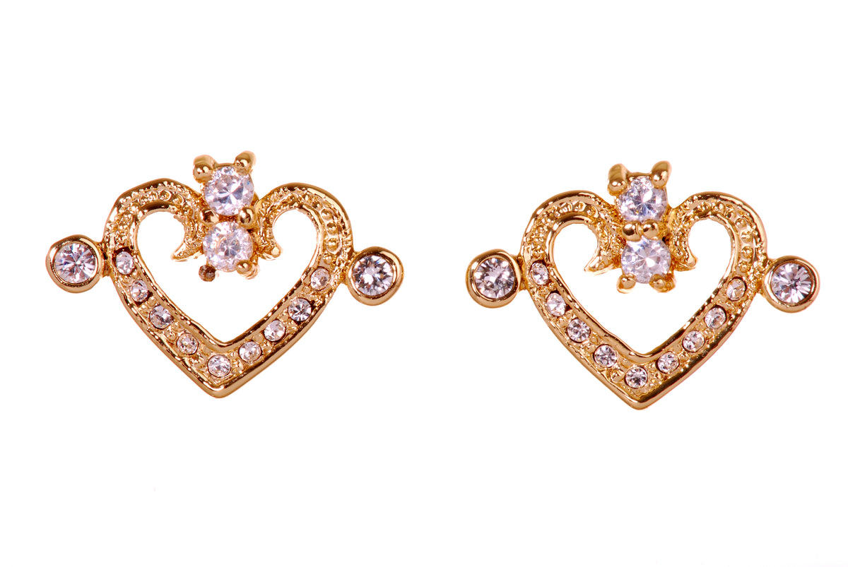 E7110 Regal Hearts 18k Gold Plated Swarovski Elements Heart Earrings