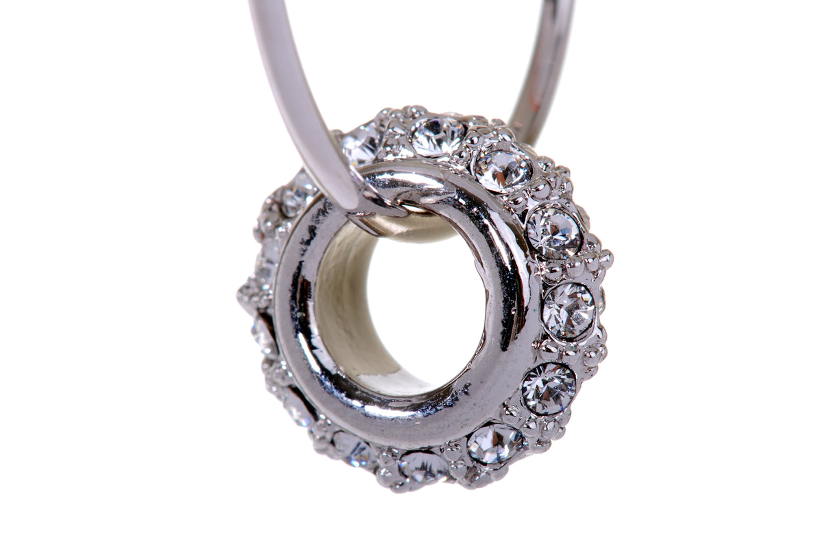 E7144 Charming Circle Rhodium Plated Swarovski Elements Crystal Earring