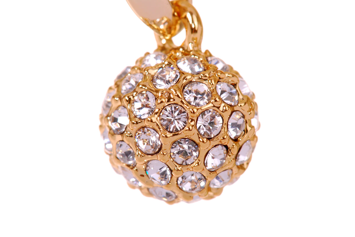 E7153 Sperichal Ball 18K Gold Plated Swarovski Elements Crystal Earrings