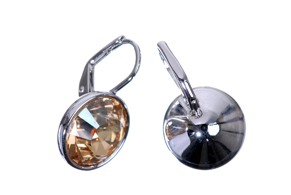 E7170 Round Dot Champagne Swarovski Elements Crystal Drop Earring