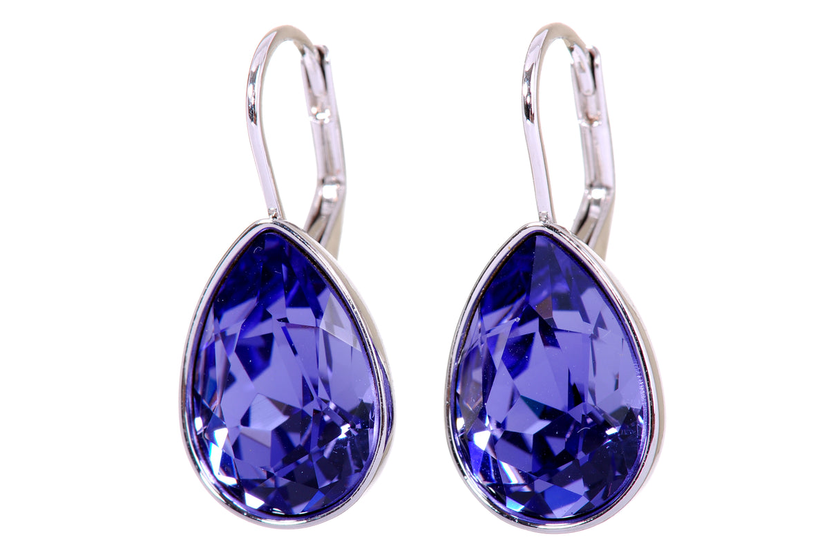 E7253 Amethyst Swarovski Elements Crystal Drop Earrings