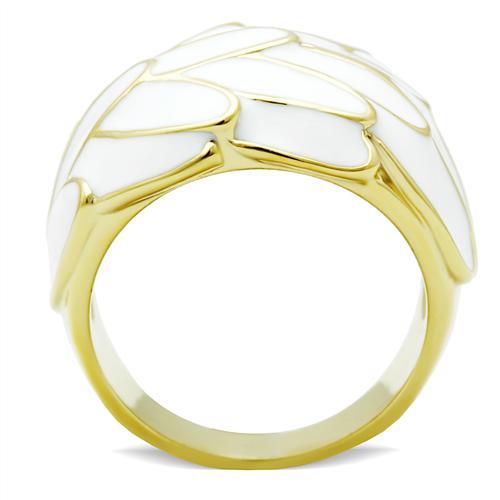 CJE005 Wholesale Women&#39;s Brass Ring IP Gold White Feathers Ring