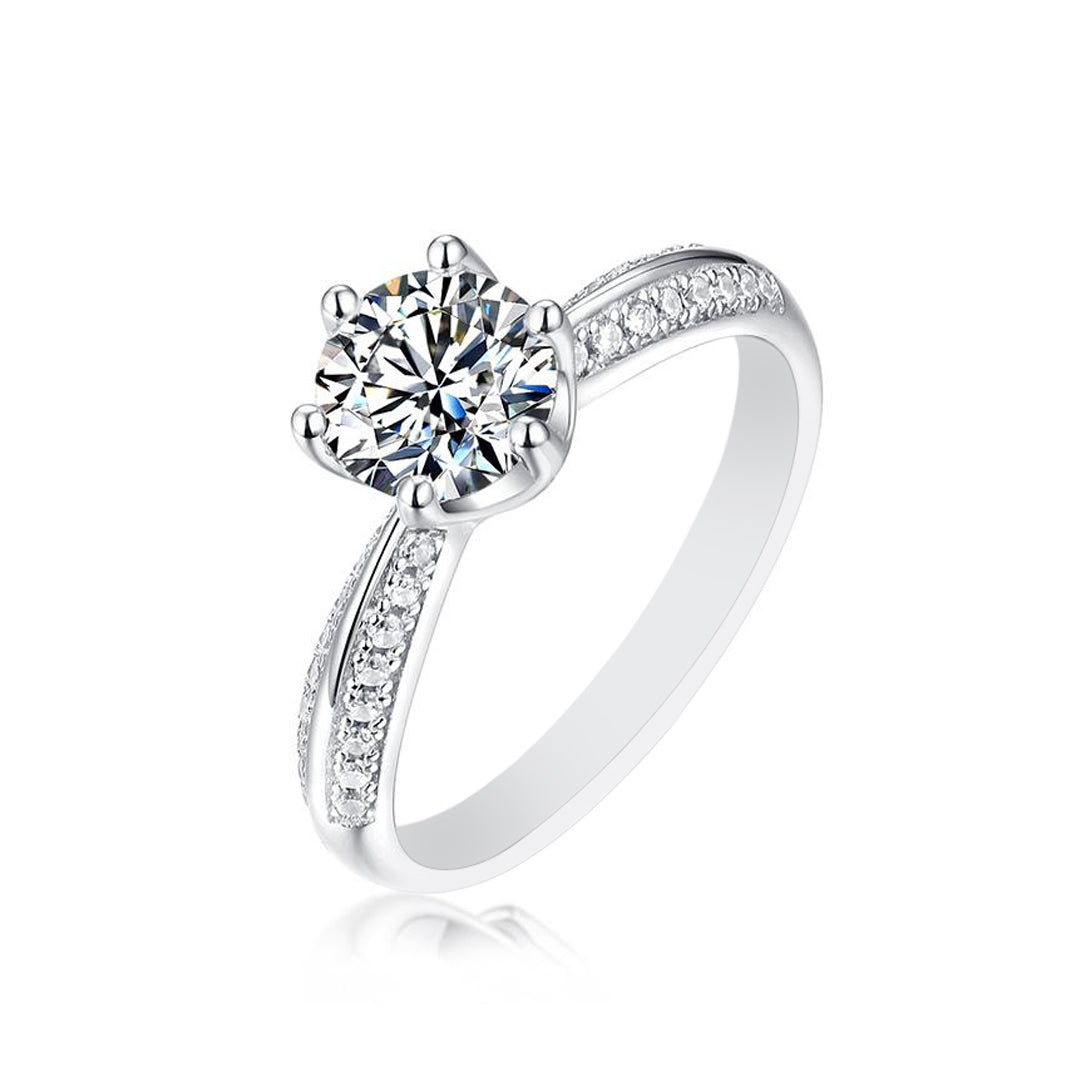 Wholesale Women&#39;s 3 CT Moissanite Pave Ring in 925 Sterling Silver