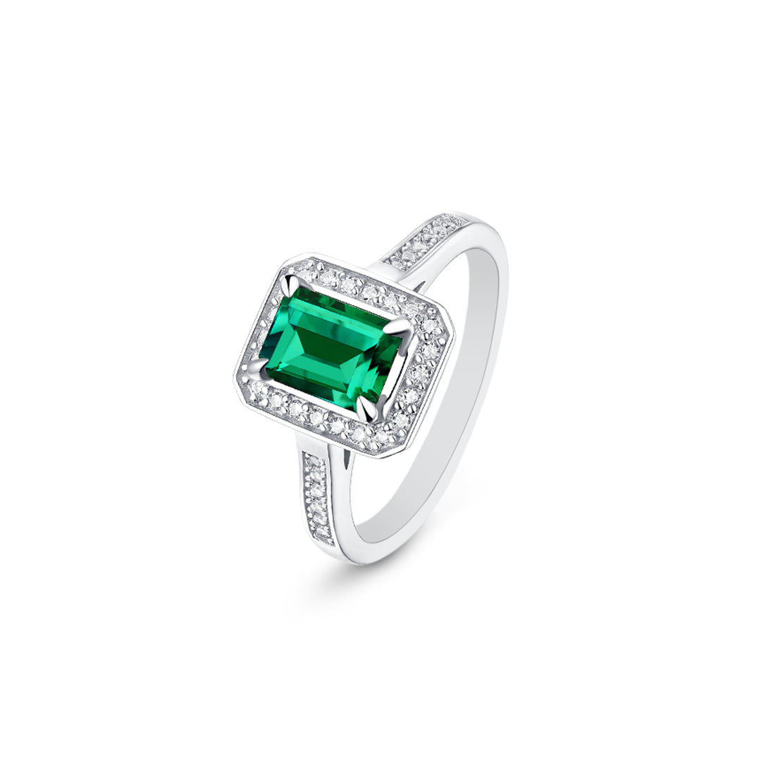 Wholesale Women&#39;s Emerald Cut Minimal Moissanite Ring in 925 Sterling Silver