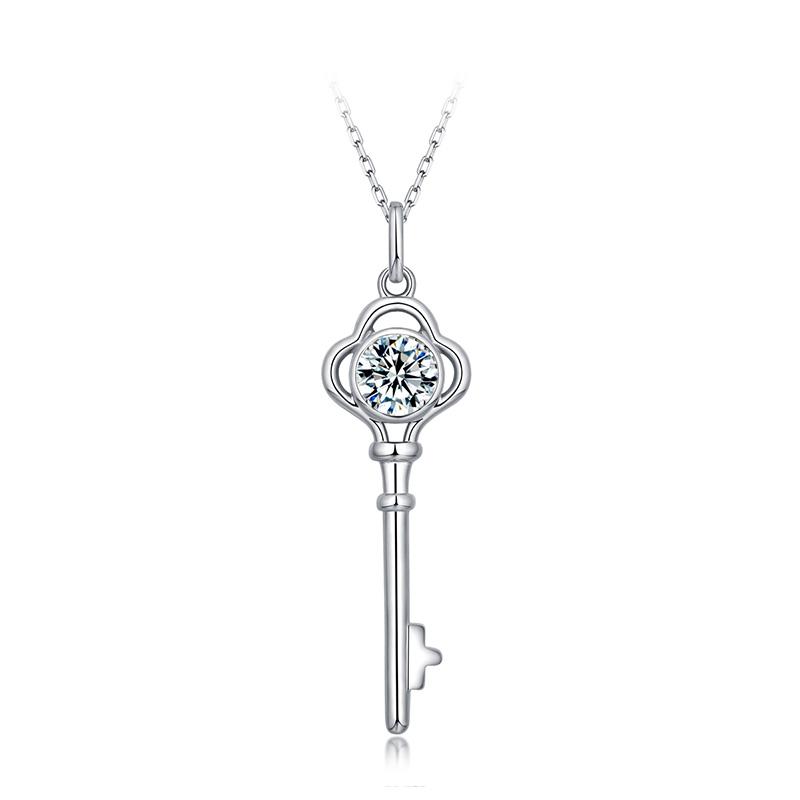 Wholesale Women&#39;s  Key Moissanite Pendant Necklace in 925 Sterling Silver