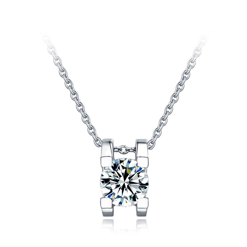 Women&#39;s Wholesale 1 Carat Moissanite Solitaire Necklace in 925 Sterling Silver