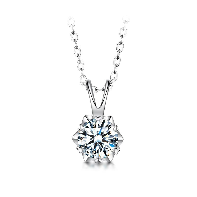 Wholesale Women&#39;s Round Moissanite Necklace in 925 Sterling Silver