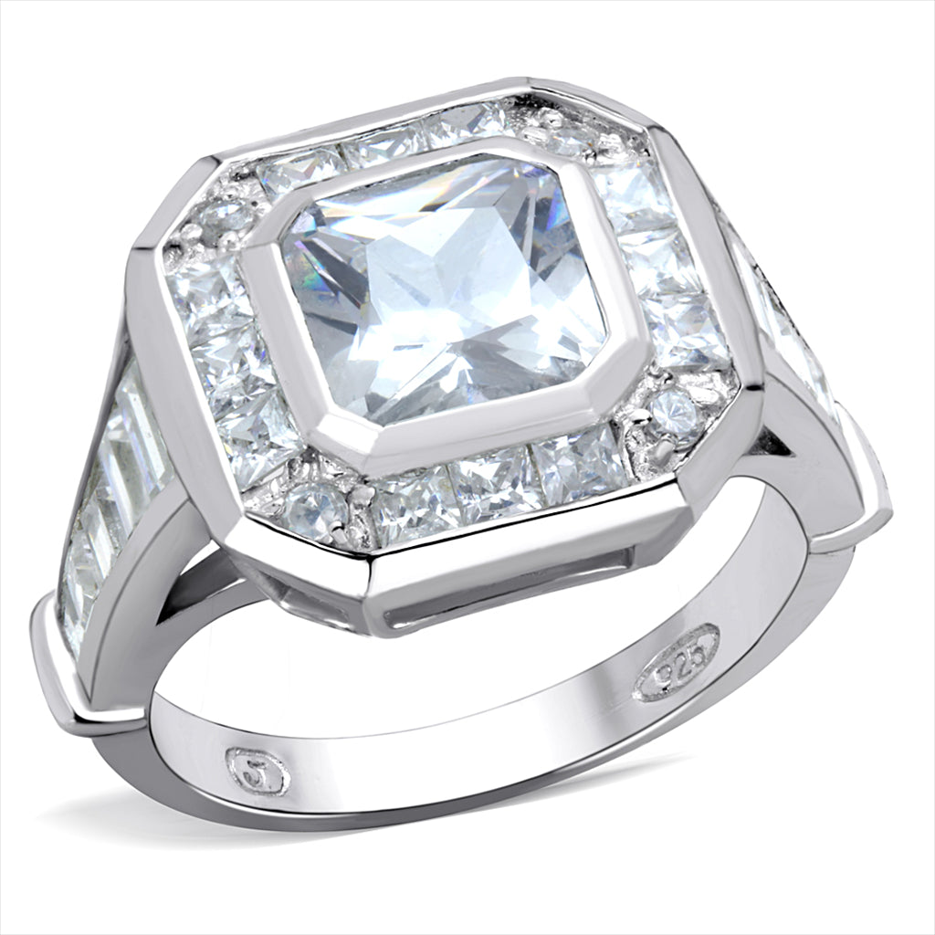 CJ267 Wholesale Women&#39;s 925 Sterling Silver Rhodium Women AAA Grade CZ Clear Statement Ring