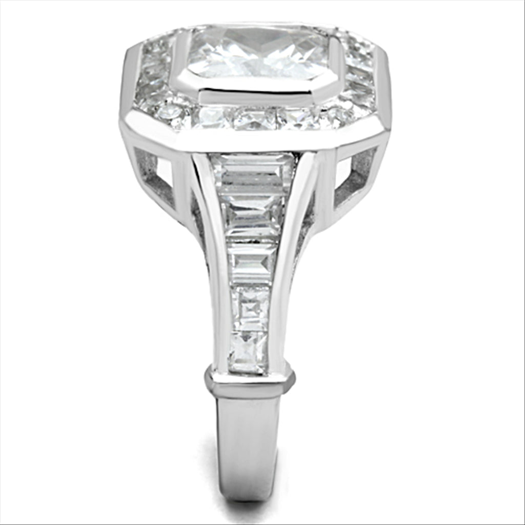 CJ267 Wholesale Women&#39;s 925 Sterling Silver Rhodium Women AAA Grade CZ Clear Statement Ring