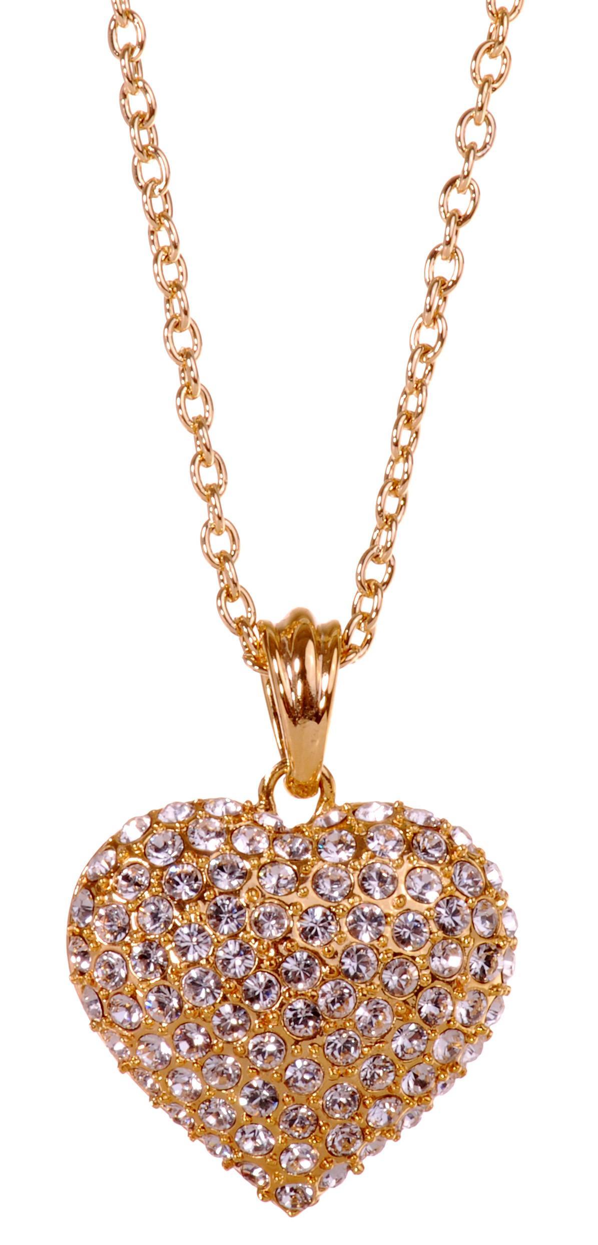 N7117 18K Gold Swarovski Heart Pendant Necklace Gold