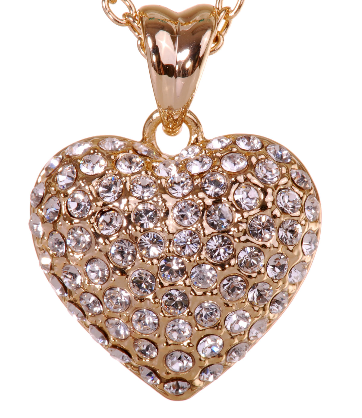 N7121 18K Gold Swarovski Heart Pendant Necklace Gold