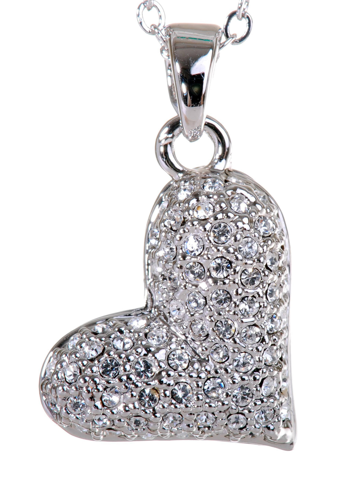 N7123 Rhodium Swarovski Heart Pendant Necklace Crystal