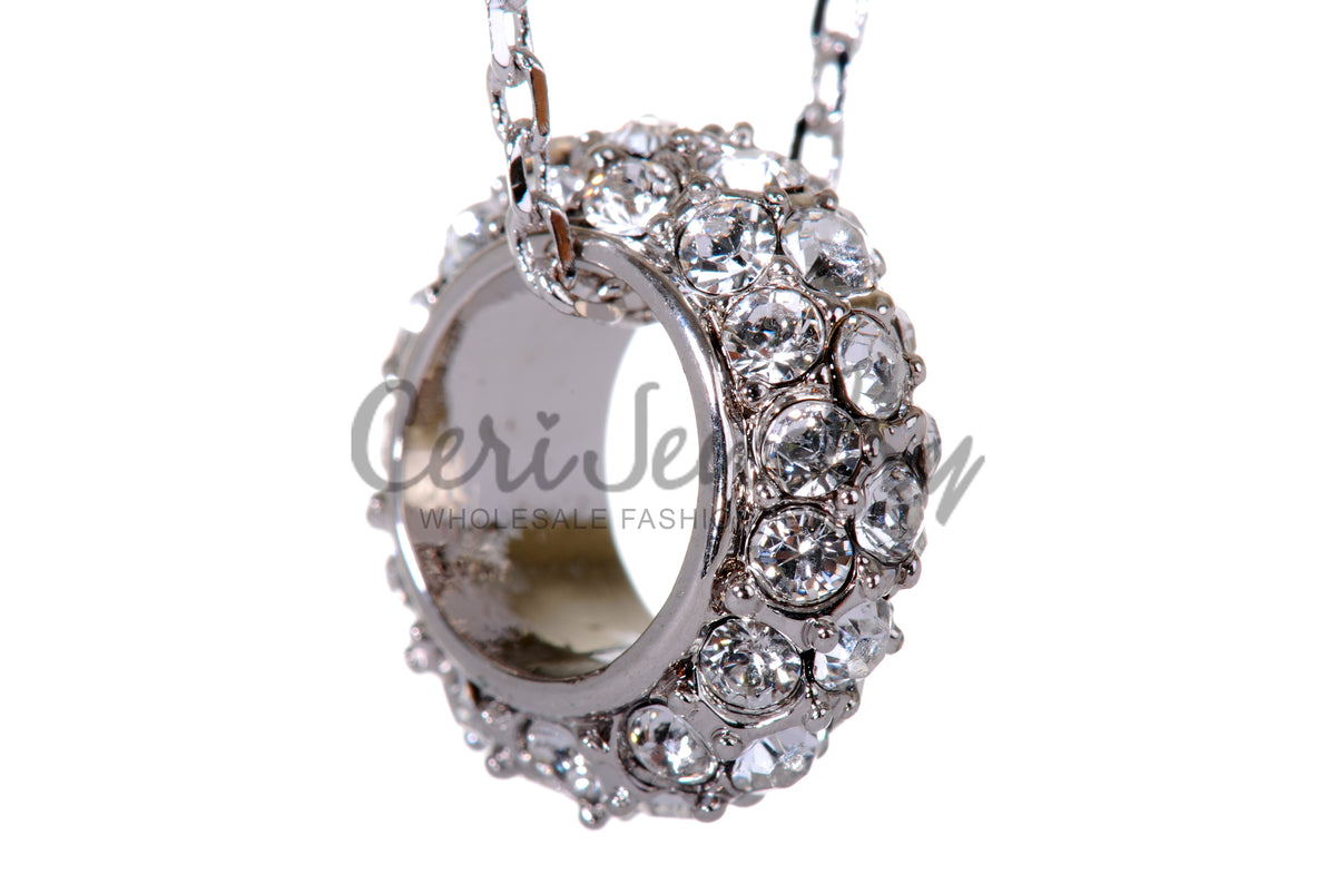 N7144 Intricate Swarovski Elements Crystal Circular Pendant Necklace