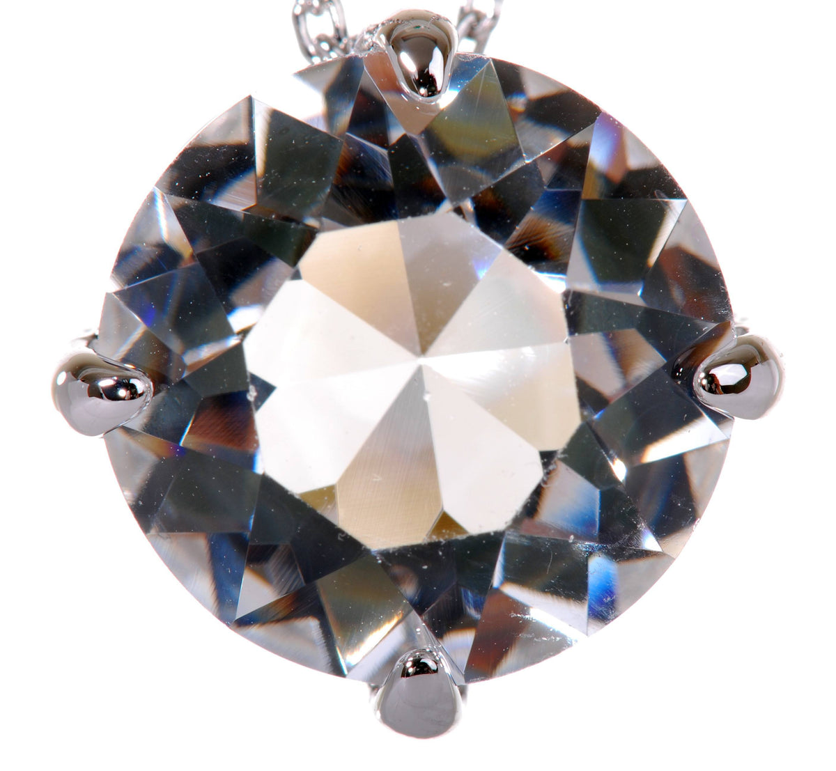 N7155 Rhodium Swarovski Solitaire Crystal Pendant Necklace Crystal