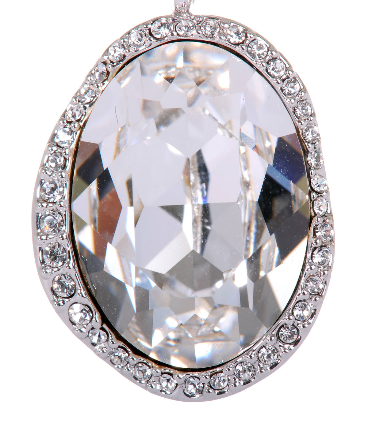 N7160 Rhodium Swarovski Oval Pendant Necklace Crystal