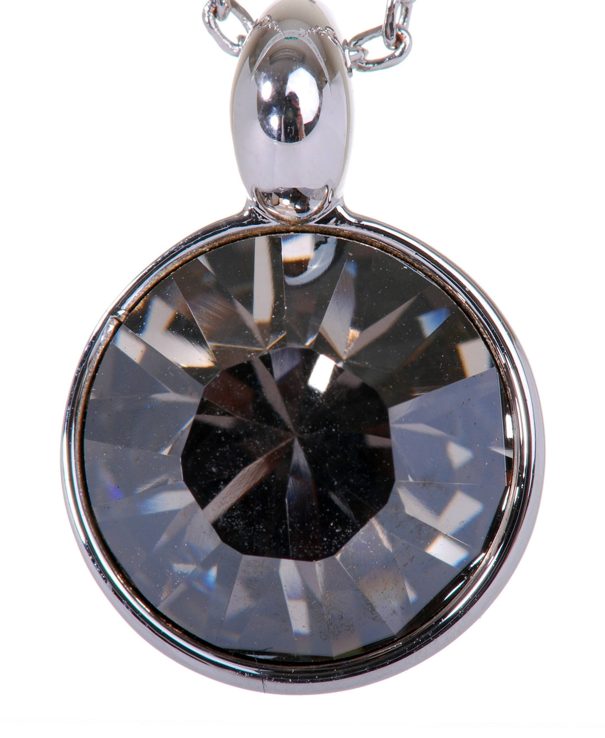 N7164 Rhodium Swarovski Round  Pendant Necklace Crystal