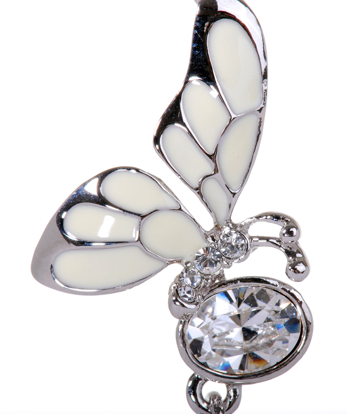 N7186 Rhodium Swarovski Butterfly Pendant Necklace
