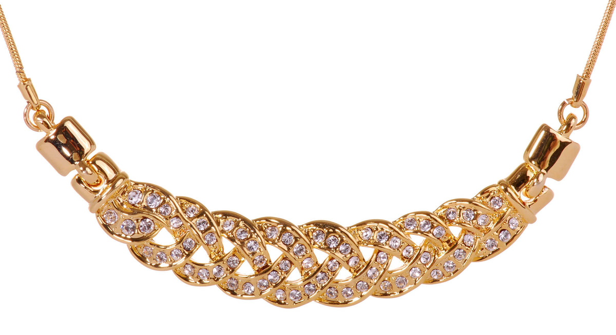 N7191 18K Gold Swarovski Knot Pendant Necklace Crystal