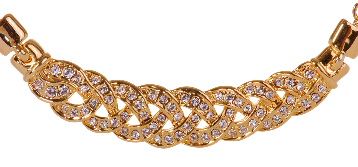 N7191 18K Gold Swarovski Knot Pendant Necklace Crystal