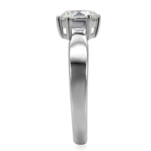 CJ071Wholesale Women&#39;s Stainless Steel AAA Grade Clear Cubic Zirconia Minimal Promise Ring