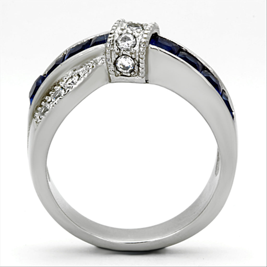 CJG1273 Wholesale Montana Glass Stainless Steel CZ Ring