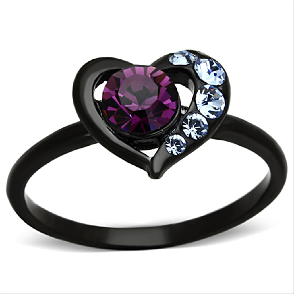 CJE1300 Wholesale IP Black Amethyst Heart Ring