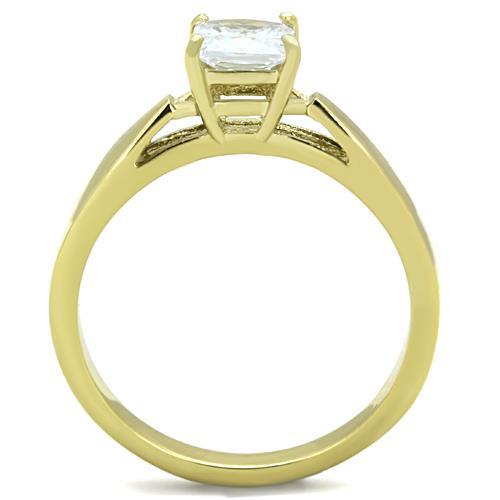 CJ1511 Wholesale Women&#39;s Stainless Steel IP Gold AAA Grade Clear Cubic Zirconia Princess Cut Promise Ring