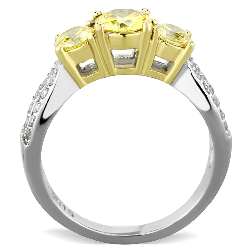 CJE1795 Canary Three-Stone CZ Engagement Ring