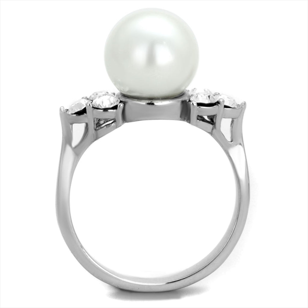 CJE1824 White Pearl Stainless Steel Ring