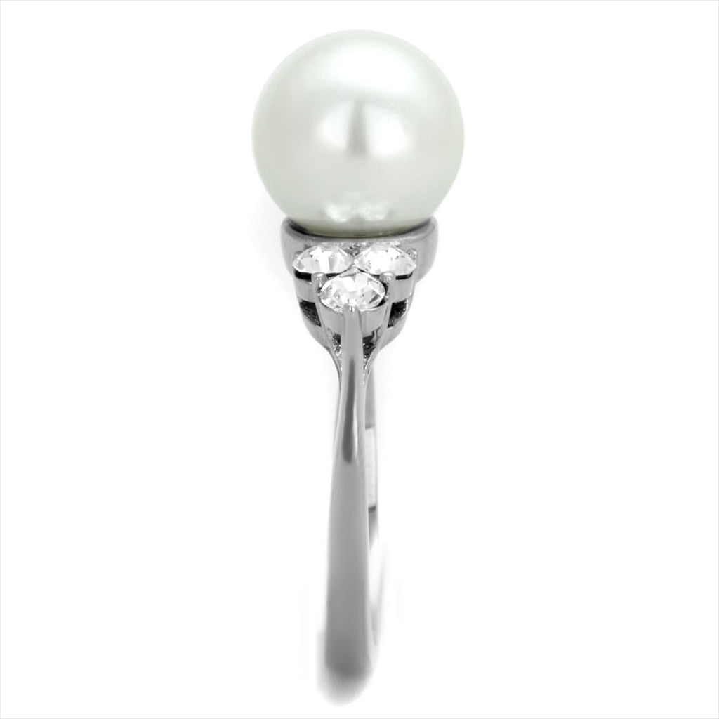 CJE1824 White Pearl Stainless Steel Ring