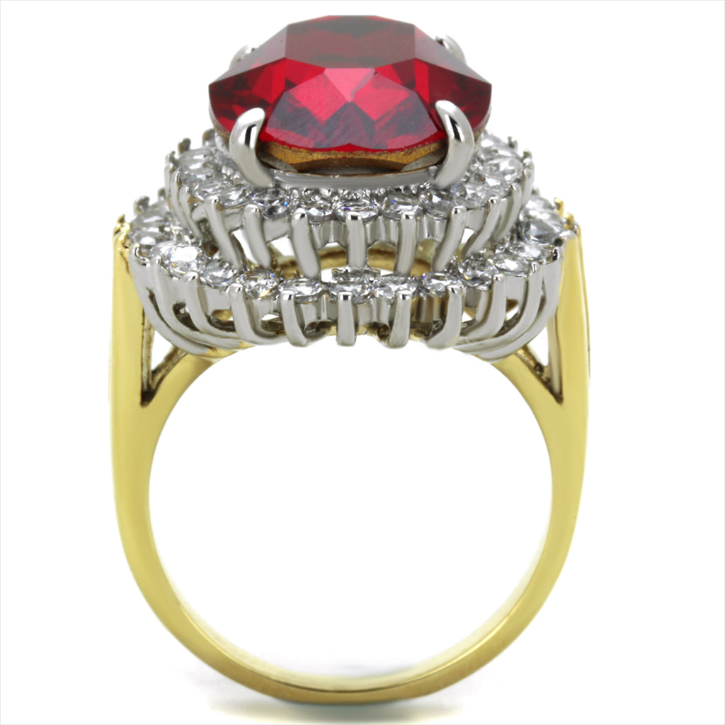 CJE1893 Siam Red Crystal Gold Plated Ring