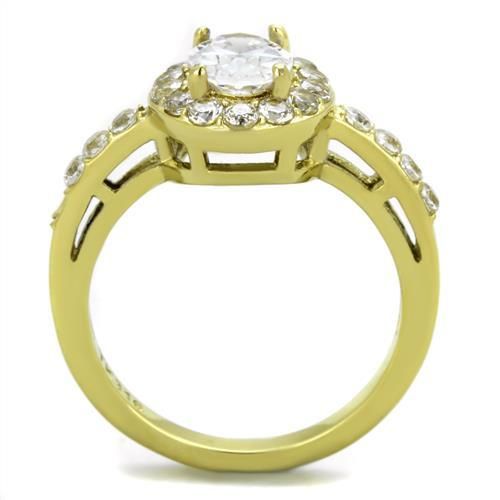 CJ1901 Wholesale Women&#39;s Stainless Steel IP Gold AAA Grade CZ Clear Ring