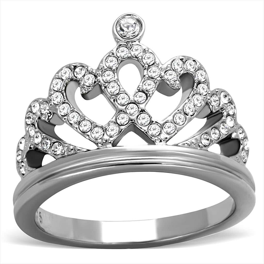 CJE1923 Crystal Top Grade Tiara Stainless Steel Ring
