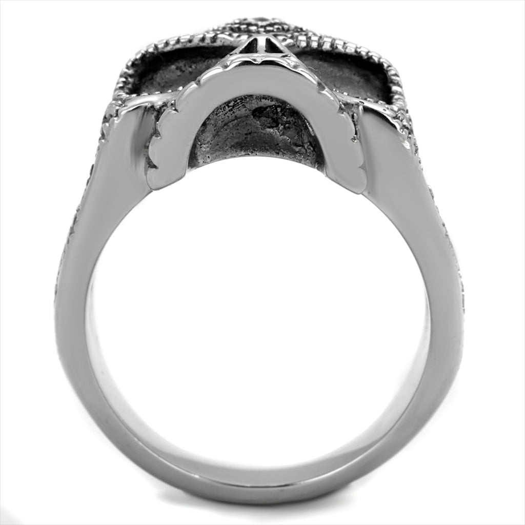 CJE2060 Amethyst Stainless Steel Skull Men&#39;s Ring