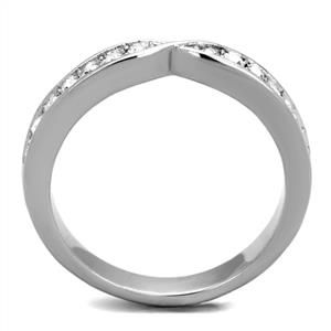 CJE2163 Wholesale Women&#39;s Stainless Steel Clear Top Grade Crystal Minimal Ring