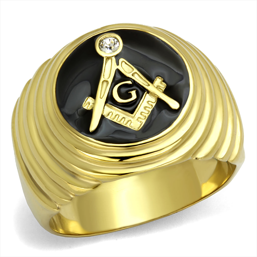 CJE2224 IP Gold Plated Men&#39;s Masonic Emblem Ring