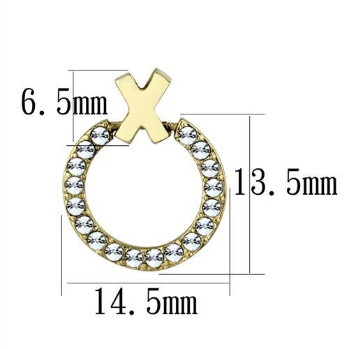 CJE2271 Wholesale Women&#39;s Stainless Steel IP Gold Top Grade Crystal Clear XO Earrings
