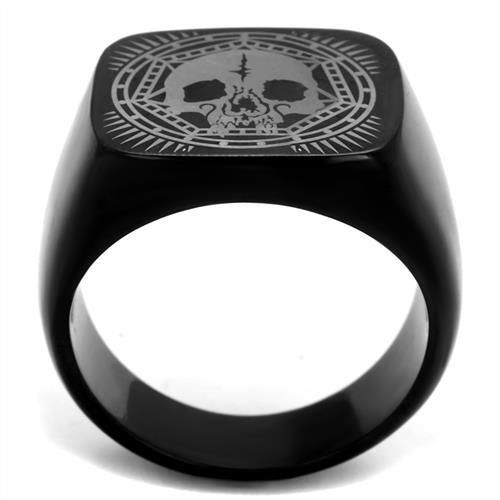 CJ2306 Wholesale Men&#39;s Stainless Steel IP Black Skull Ring