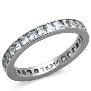 CJE2344 Wholesale Women&#39;s Stainless Steel Clear AAA Grade CZ Minimal Eternity Ring
