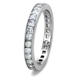 CJE2344 Wholesale Women&#39;s Stainless Steel Clear AAA Grade CZ Minimal Eternity Ring