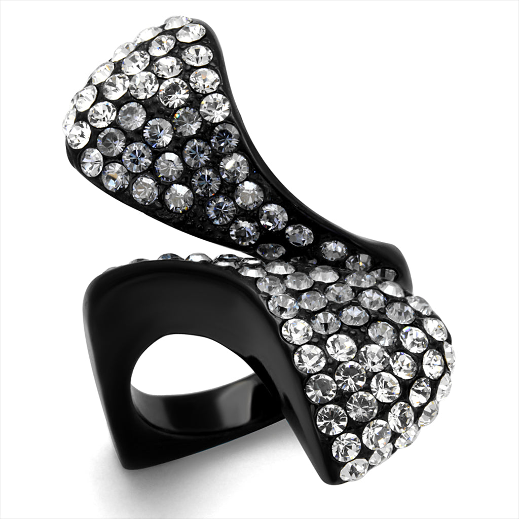 CJE2360 Wholesale Black IP Clear Crystal Pave Ring