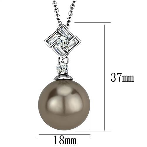 CJ2526 Wholesale Women&#39;s Stainless Steel High polished Synthetic Gray Chain Pendant