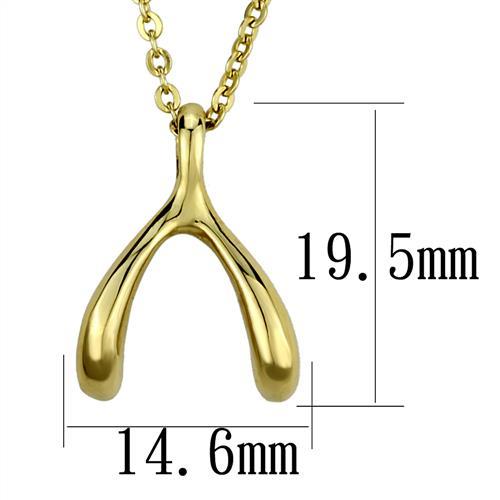 CJ2528 Wholesale Women&#39;s Stainless Steel IP Gold Chain Wish Bone Pendant