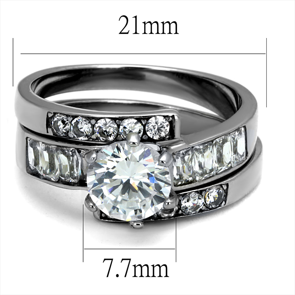 CJE2616 Wholesale Women&#39;s Stainless Steel 2.30 ct. CZ Spiral Band Wedding Ring
