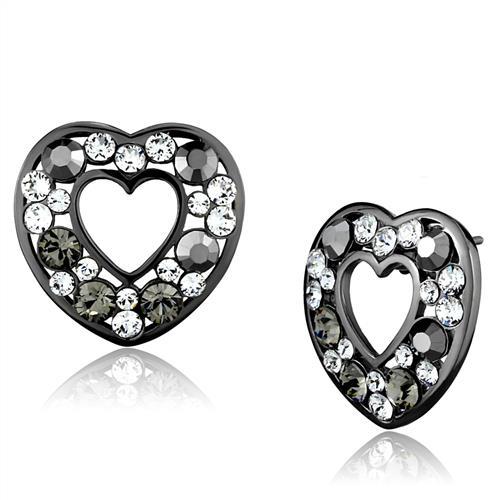 CJE2627 Wholesale Women&#39;s Stainless Steel IP Light Black Top Grade Crystal Multi Color Earrings