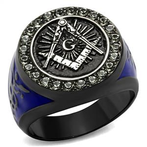 CJE2637 Wholesale Men&#39;s Stainless Steel Black Diamond Masonic Ring