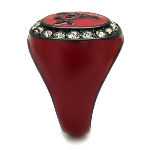 CJE2638 Wholesale Men&#39;s Stainless Steel IP Black Top Grade Crystal Black Diamond Red Masonic Ring