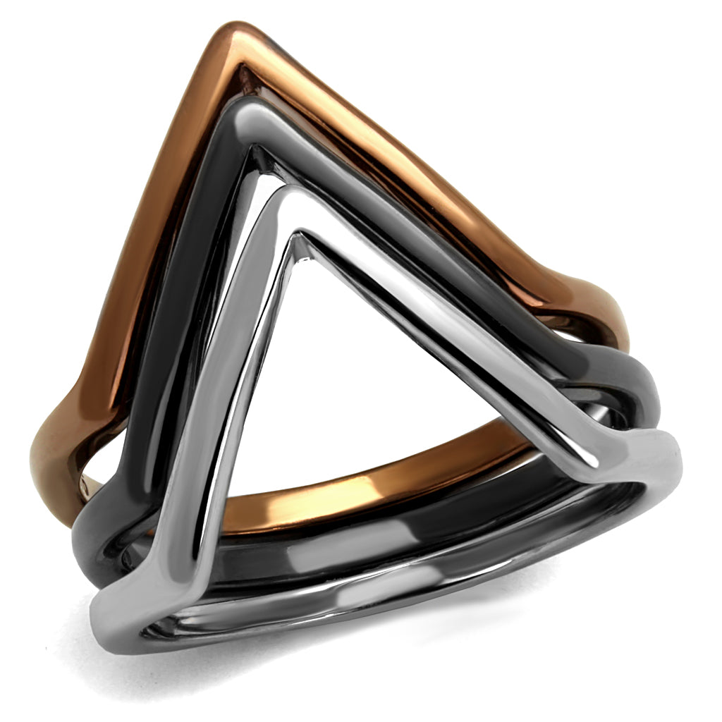 CJE2649 Wholesale Women&#39;s Stainless Steel Three Tone Triangle Stackable Ring Set
