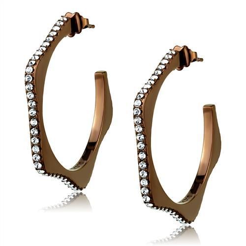 CJE2714 Wholesale Women&#39;s Stainless Steel IP Coffee Cuff Earrings