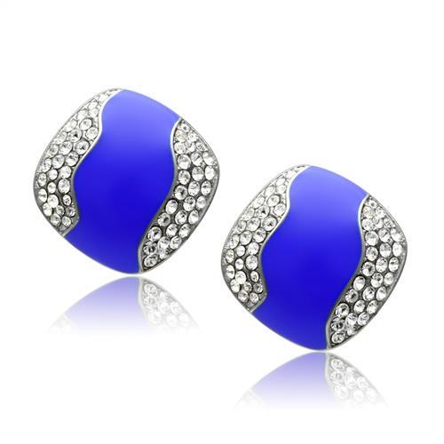CJ623S Wholesale Blue Crystal Stainless Steel Earrings